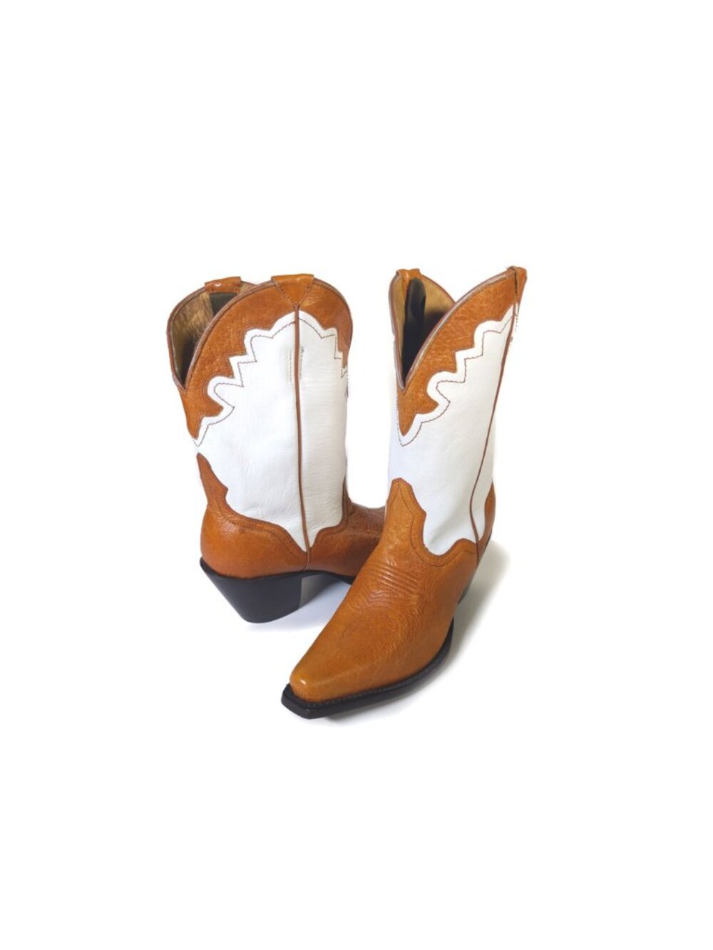 Vintage JB Dillon Cowboy Boots Tan & White Womens Size 8.5 - Picture 15 of 16